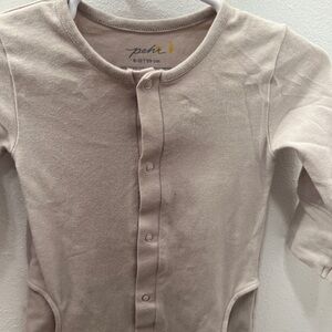 Pehr Long-Sleeve Baby One-Piece in Light Taupe